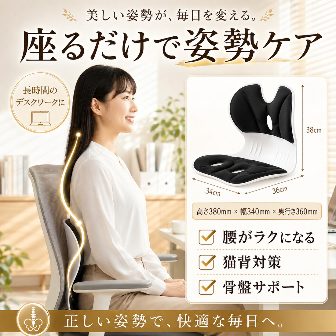 高い椅子を買わずに、今の椅子を変える。LOOTY姿勢サポートチェアを徹底解剖