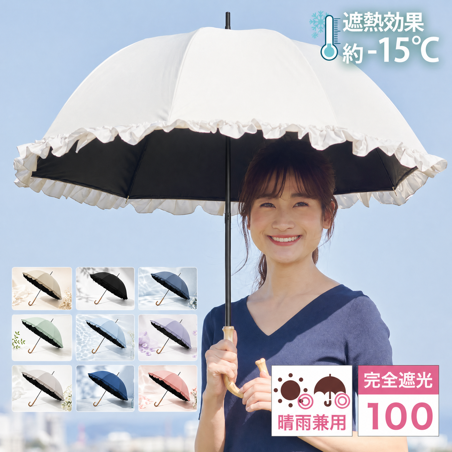 【本日終了⏰】【累計15万台突破🏆】LOOTY 完全遮光フリル日傘【顧客満足度No.1獲得商品🥇】【全国送料無料🚗】