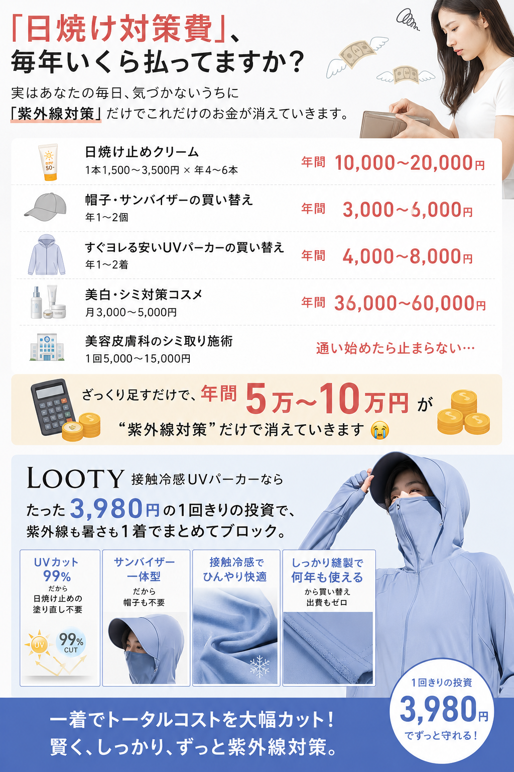 【本日終了⏰】【累計15万台突破🏆】LOOTY接触冷感UVパーカー【顧客満足度No.1獲得商品🥇】【全国送料無料🚗】