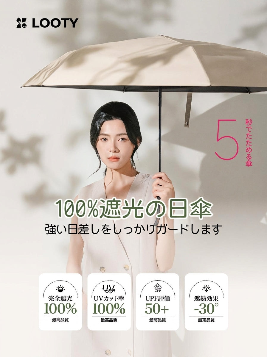 【本日終了⏰】【累計15万台突破🏆】LOOTY 形状記憶日傘【顧客満足度No.1獲得商品🥇】【全国送料無料🚗】