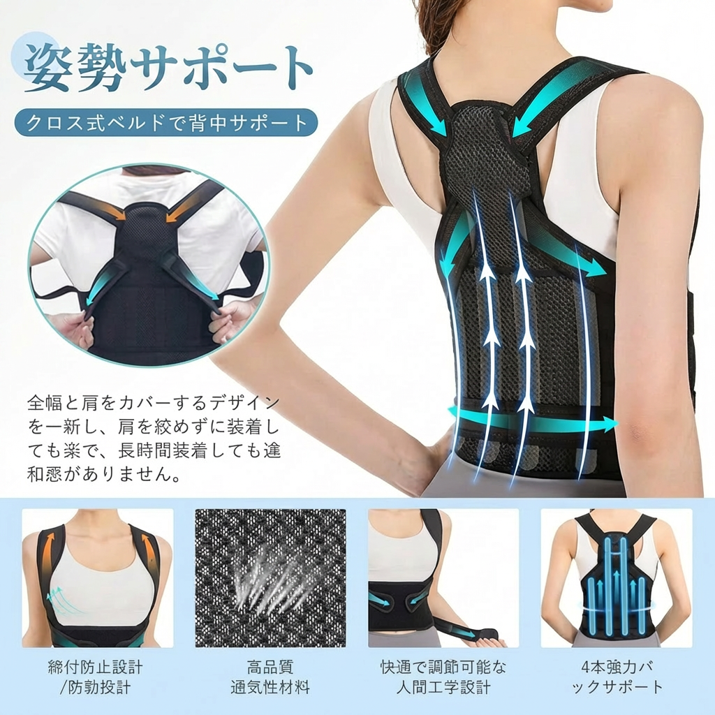 【本日終了⏰】【累計15万台突破🏆】LOOTY 姿勢サポートベルト【顧客満足度No.1獲得商品🥇】【全国送料無料🚗】