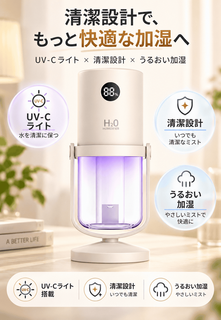 【本日終了⏰】【累計15万台突破🏆】LOOTY コードレスダブルミスト加湿器【顧客満足度No.1獲得商品🥇】【全国送料無料🚗】